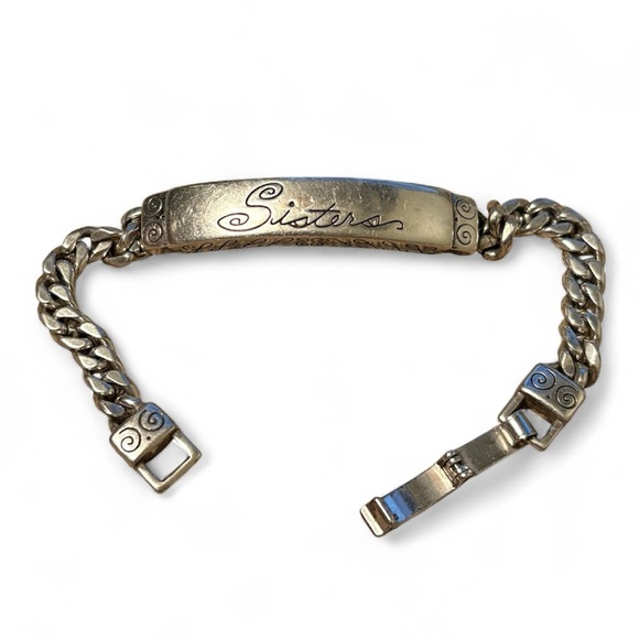 Brighton Sisters ID Bracelet Retired Silver-Plated Heart Link 7.75” Gift - Picture 1 of 10